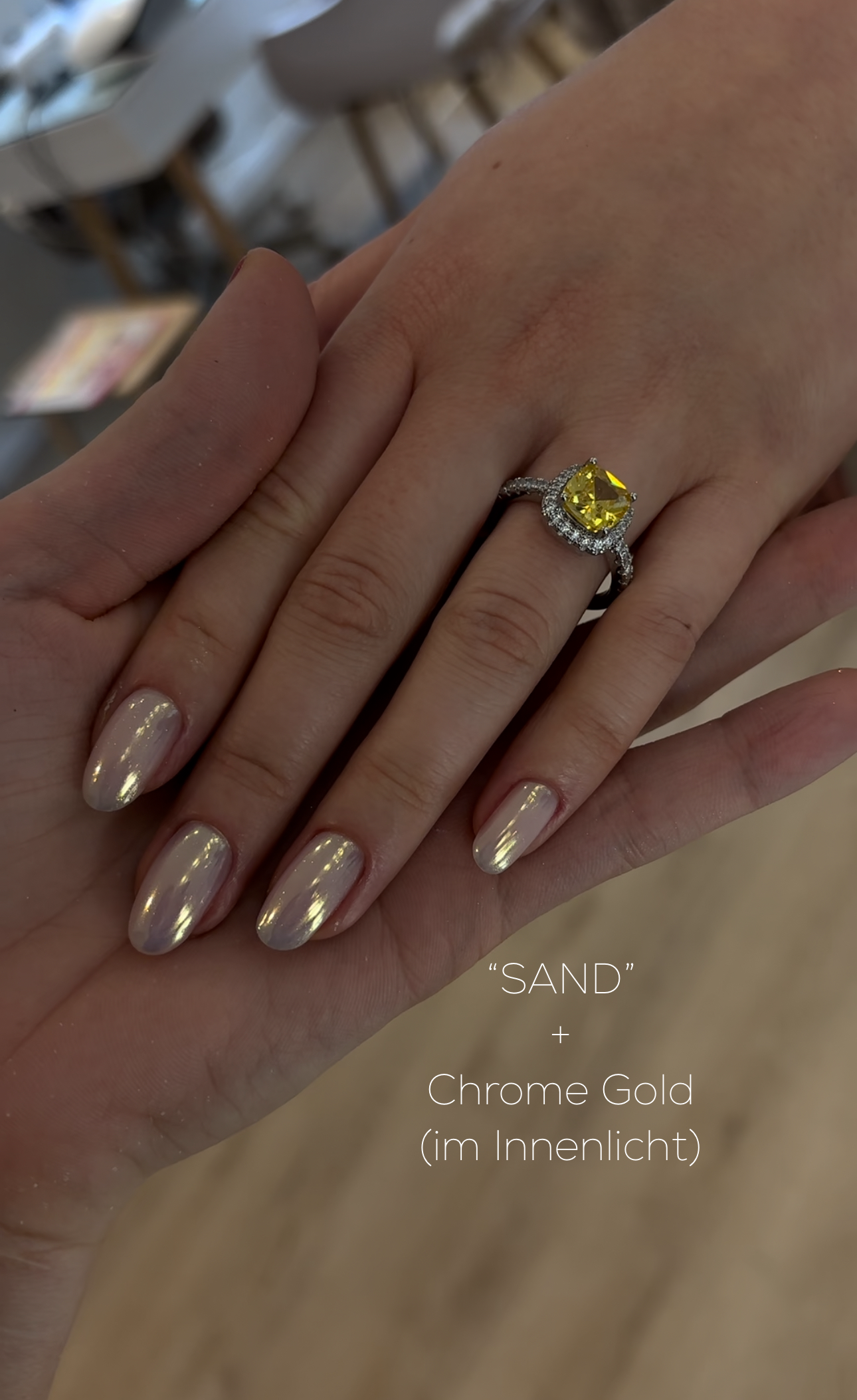 Chrome Pulver „Gold“ + uv gel polish = perfekte look
